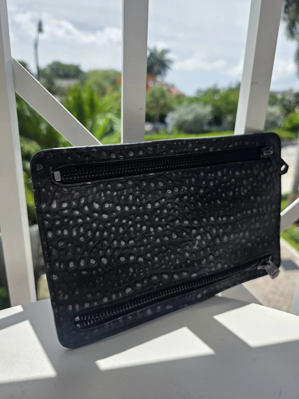 All Saints - Black Textured Zip Pouch4